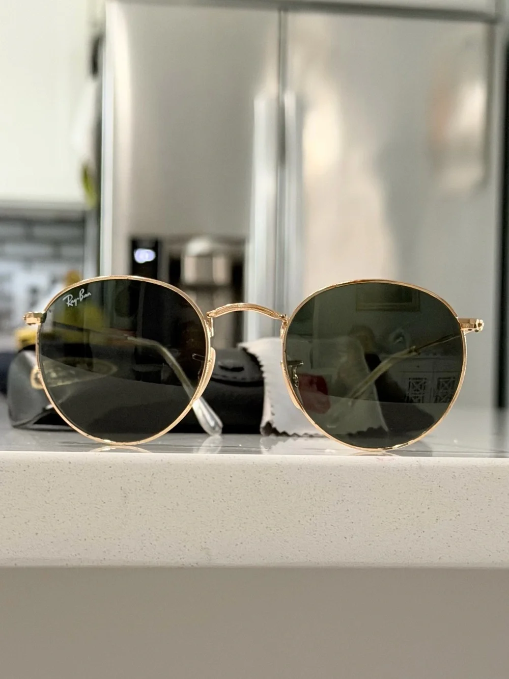 Ray-Ban Round Metal Sunglasses - Gold Frame, Dark Green Lenses